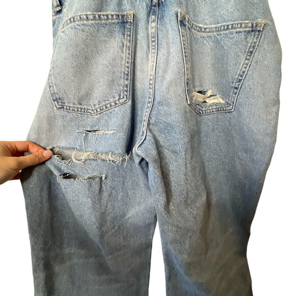 NWT Zara Full Length Denim Cut Out Jumpsuit Sz XL Sleeveless Distressed - Picture 13 of 16